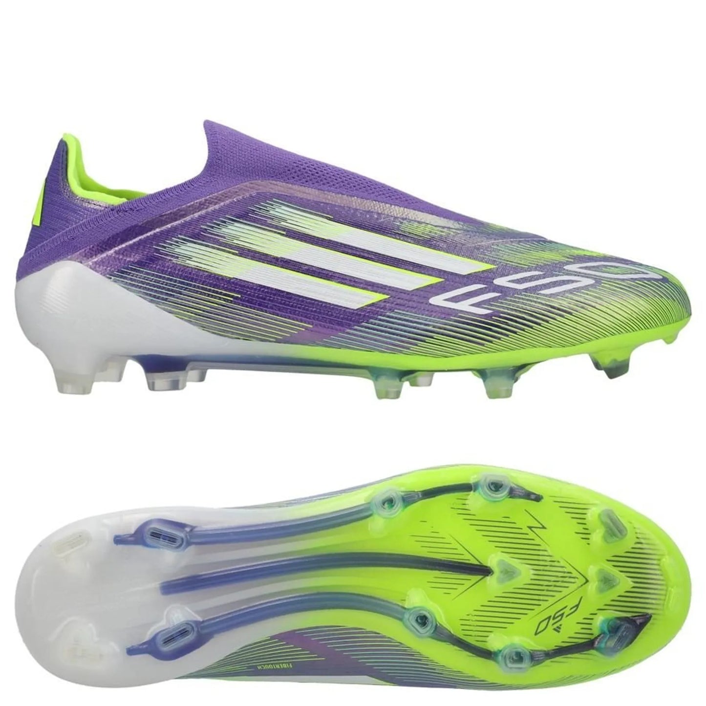 adidas F50 Elite Laceless FG Radiant Blaze - Violet/Blanc/Vert