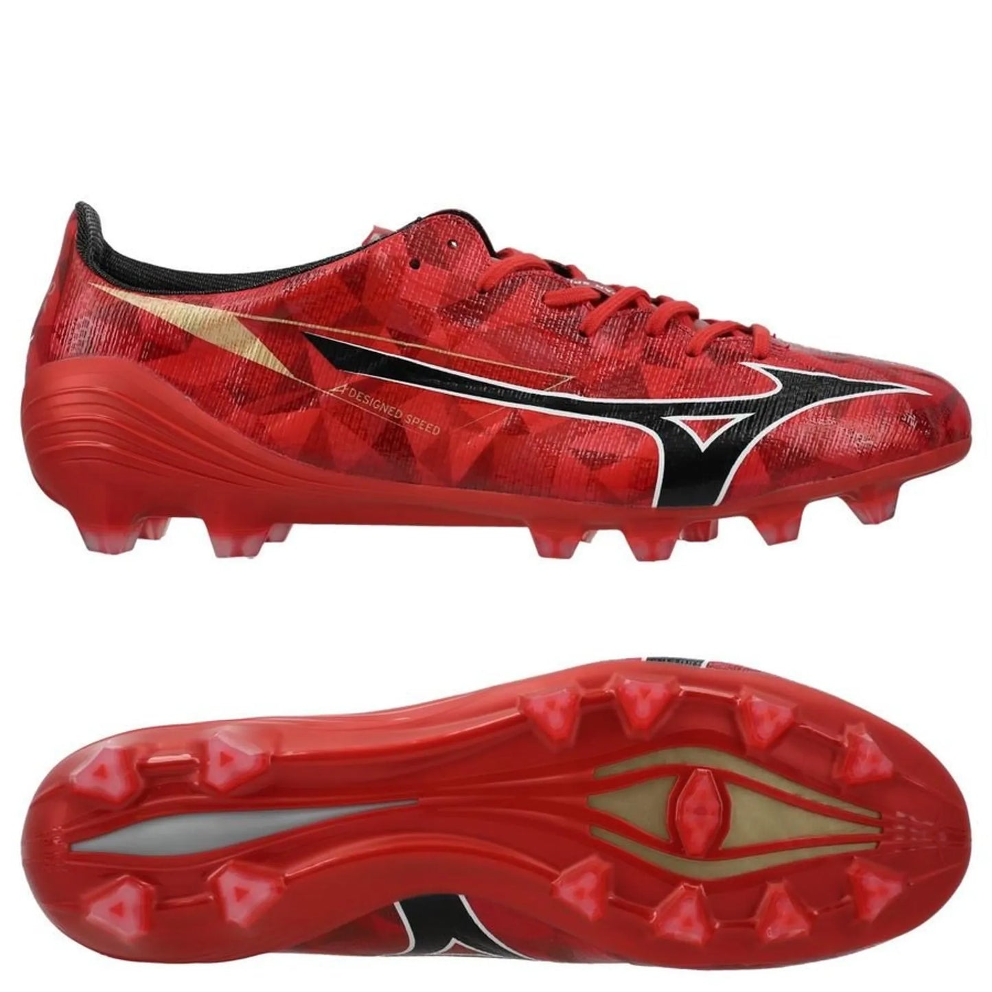 Mizuno Alpha II Made in Japan FG Ruby Red - MORELIA 40th Red/Noir/Doré