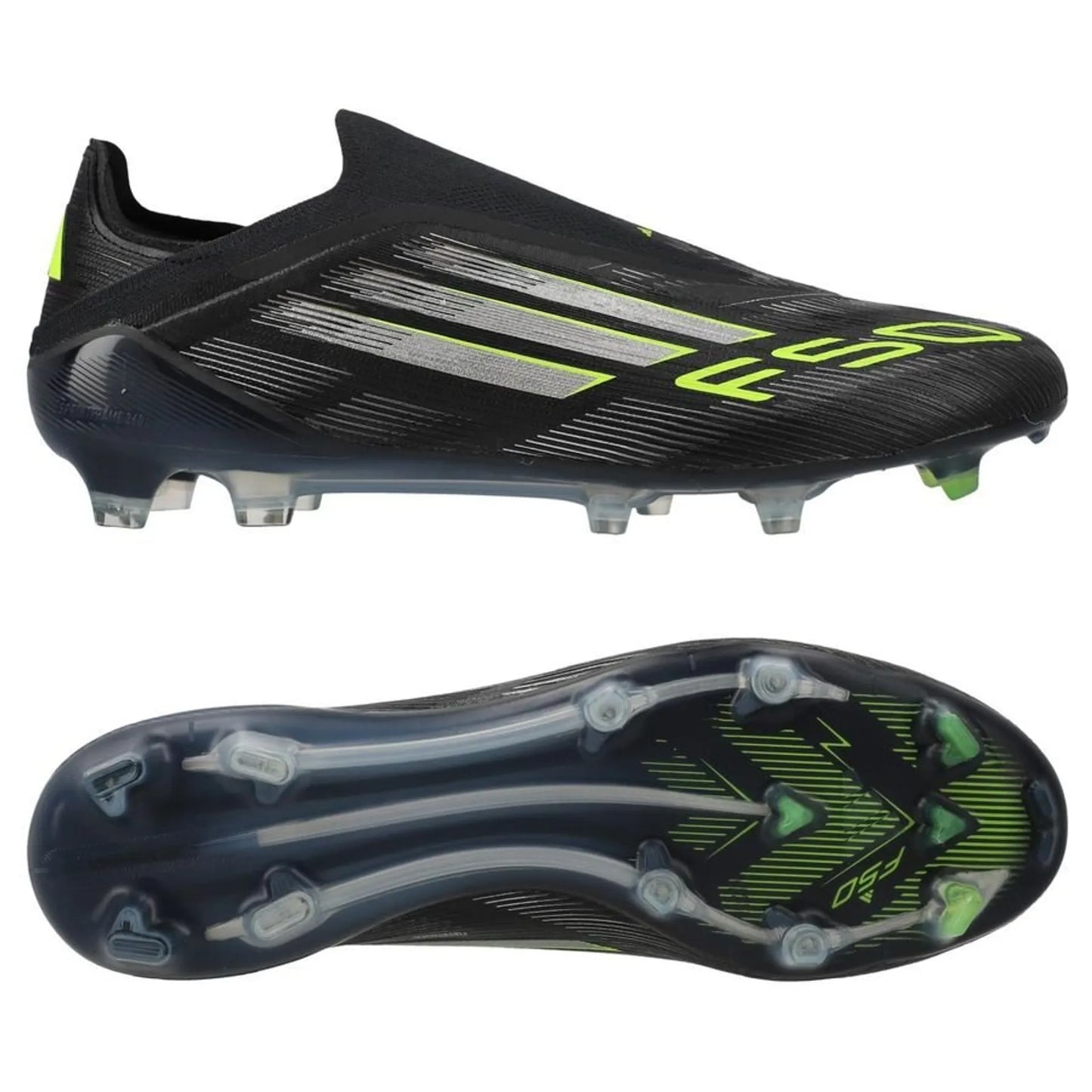 adidas F50 Elite Laceless FG Electric Stealth - Noir/Argenté/Vert
